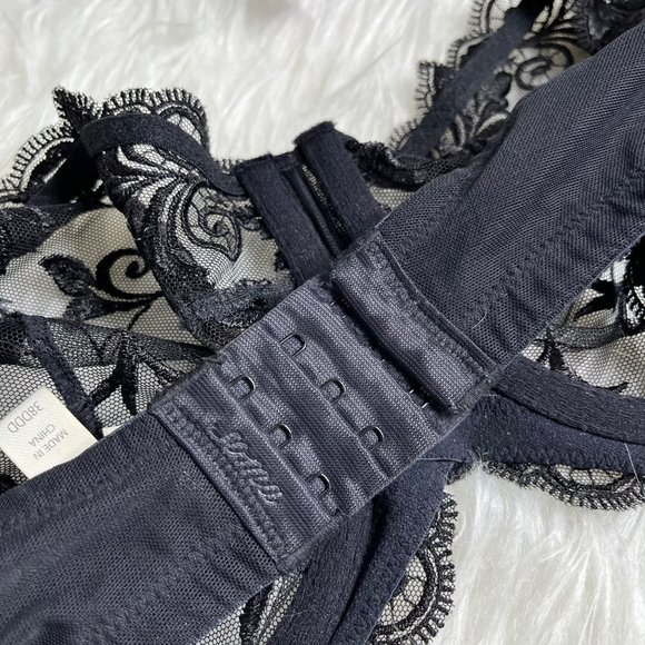 Soma Lace Black Size 38DDD - 38F Bra Underwire Sheer Mesh Embroidery - Picture 9 of 11
